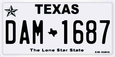 TX license plate DAM1687