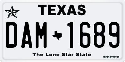 TX license plate DAM1689