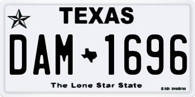TX license plate DAM1696