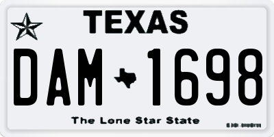 TX license plate DAM1698