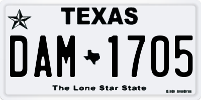 TX license plate DAM1705