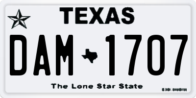 TX license plate DAM1707