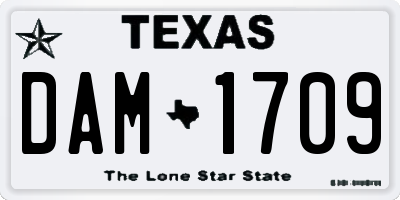 TX license plate DAM1709