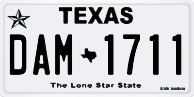 TX license plate DAM1711