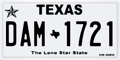 TX license plate DAM1721