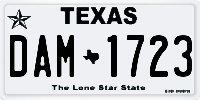 TX license plate DAM1723