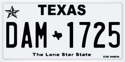 TX license plate DAM1725