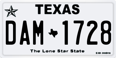 TX license plate DAM1728