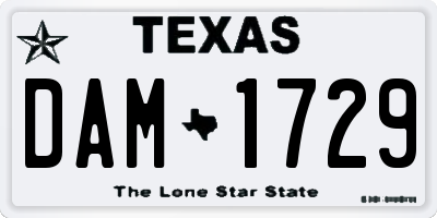 TX license plate DAM1729