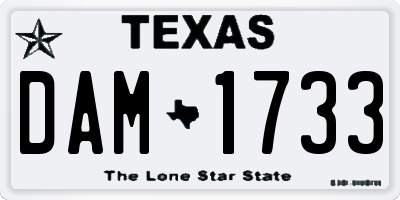 TX license plate DAM1733