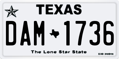 TX license plate DAM1736
