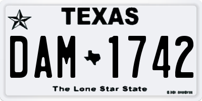 TX license plate DAM1742