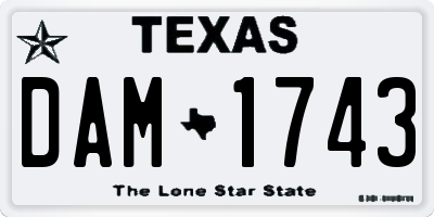 TX license plate DAM1743