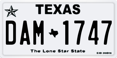 TX license plate DAM1747