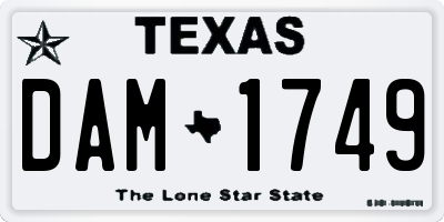 TX license plate DAM1749