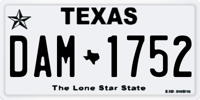 TX license plate DAM1752