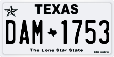 TX license plate DAM1753