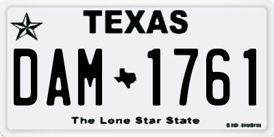 TX license plate DAM1761
