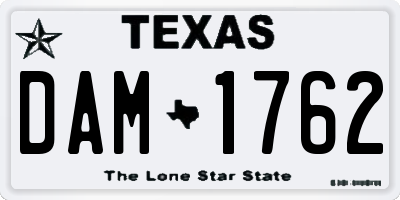 TX license plate DAM1762