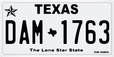TX license plate DAM1763
