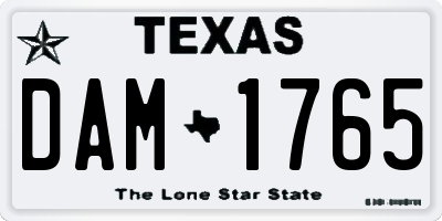 TX license plate DAM1765