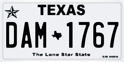 TX license plate DAM1767