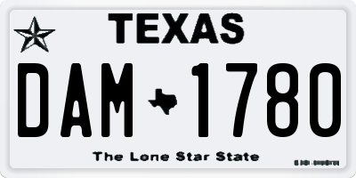 TX license plate DAM1780