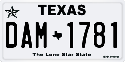 TX license plate DAM1781