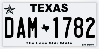 TX license plate DAM1782