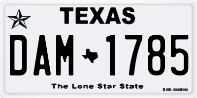 TX license plate DAM1785
