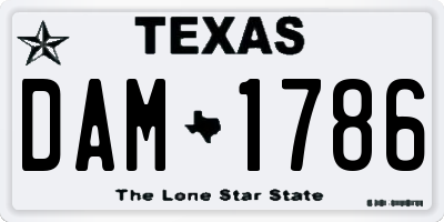 TX license plate DAM1786