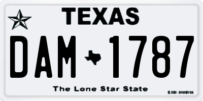 TX license plate DAM1787