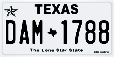 TX license plate DAM1788