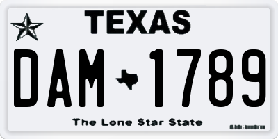 TX license plate DAM1789