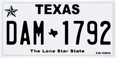 TX license plate DAM1792