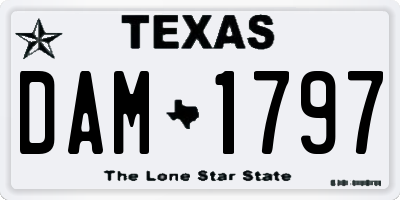 TX license plate DAM1797