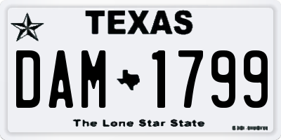 TX license plate DAM1799