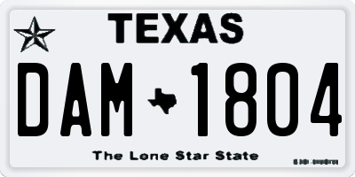 TX license plate DAM1804