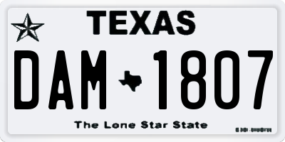 TX license plate DAM1807