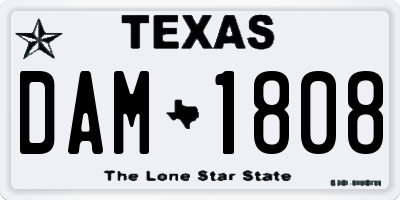 TX license plate DAM1808