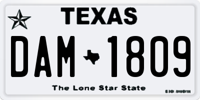 TX license plate DAM1809