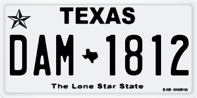 TX license plate DAM1812