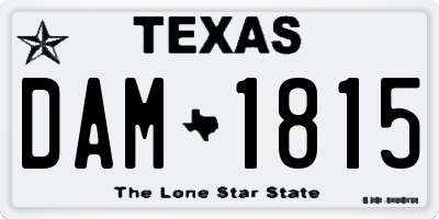 TX license plate DAM1815