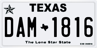 TX license plate DAM1816