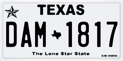 TX license plate DAM1817
