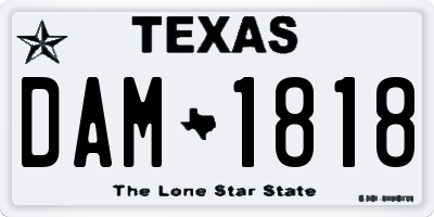 TX license plate DAM1818