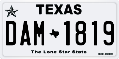 TX license plate DAM1819