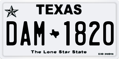TX license plate DAM1820