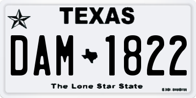 TX license plate DAM1822