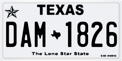 TX license plate DAM1826
